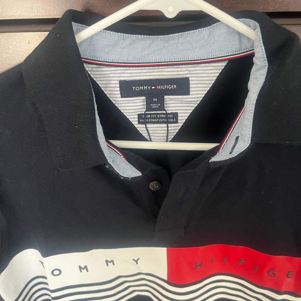 Tommy Hilfiger Men's Navy Polo Shirt M Slim Fit